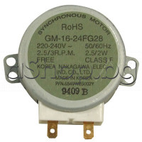 Мот.за чиния на МВП,240VAC/50Hz,2.5/3rpm,2.5/2W,Ос d7x9mm пластм.скосена,Nakagawa-GM16-24FG28
