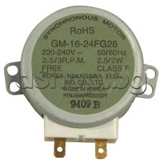 Мот.за чиния на МВП,240VAC/50Hz,2.5/3rpm,2.5/2W,Ос d7x9mm пластм.скосена,Nakagawa-GM16-24FG28