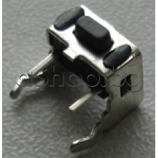 Tact switch,7x3.5x4mm,бутон 0.8мм,с 2-извода,50V/50mA,за вертик.монтаж с метал.екран за запояване