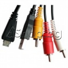 USB-кабел А-мъжко+2 чинча+1 специален  към AV-multipole 1.8м за цифроф фотоапарат ,Sony DSC-TX5,W350/360/380/390