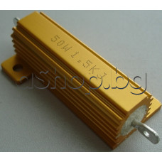 Резистор 1.5kom/50W,±5%,аксиален 50x16x16mm,метален оребрен,златист,WH50 1K5 J Welwyn