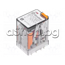 Реле електромагнитно AC 230V/17kom,250VAC/5A,max 15A ,28x21x34mm,4-КГ/4-PDT ,Finder 55.34.8.230.0040