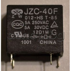 Реле електромагнитно,JZC-серия 12VDC/320om,250VAC/5A,1-КГ(НО),SPST-NO,за печ.монт.10x18x15Hmm,4-изв.,TYR Electronic