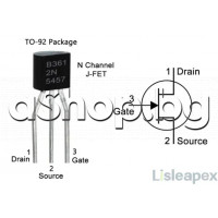 N-Chan.FET Uni,sym,25V,Idss>1mA,Up<6V,TO-92 ,National Semiconductor  2N5457