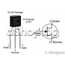N-Chan.FET Uni,sym,25V,Idss>1mA,Up<6V,TO-92 ,National Semiconductor  2N5457