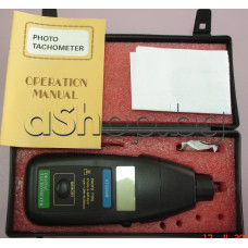 Photo-Contact tachometer,0.1rpm 5-999.9rpm,1rpm-1000-99999,Laser beam up to 60cm,LCD(10mm),5-digit