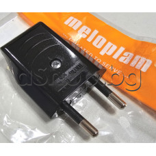 Щепсел тип 250VAC/6A,черен плосък за кабел на малки уреди,Iesto, Meloplam 10018