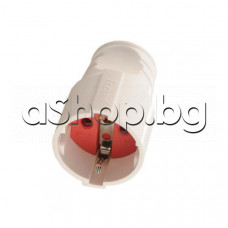 Силов контакт-женски тип ШУКО за кабел-удължител 250VAC/16A,бял с червена вложка,EL-BI ,Lezard