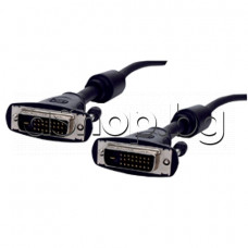 Кабел DVI-D,Dual Lin за монитор/цифрова телевизия  мъжки куплунг към DVI-мъжки куплунг (24+1) с ферити,нормален 1.8м