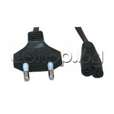 Плосък захранващ кабел за касетофон-обикновен-2x0.5mm2 VDE,1.5-2м-черен ,YY-5140A
