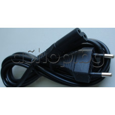 Плосък захранващ кабел за касетофон-обикновен-2x0.75mm2 VDE,1.5-2м-черен