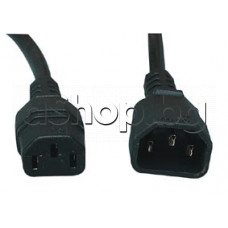 Захранващ кабел за компютър,мъжка към женска-тройка,1.5-2м-черен прав,3x0.75mm2