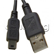 USB-кабел А-мъжко(норм.) към B-мъжко 5-изв.(мини) 1.8м,/за цифр.фотоап.и камери,Samsung/VP-Dxxxx