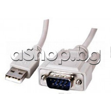 Кабел-адаптер USB1.1/2.0 А-тип мъжко към сериен порт RS232/DB9-мъжко к-т с дрйвери,1.5м,black ,Konig