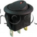 Кобиличен микроключ за панел,250VAC/6-6.5A,On/Off,d19.5x15 мм,3-изв.2-пол.SPST,AMP=4.8mm,черен с малка лампа-червена точка