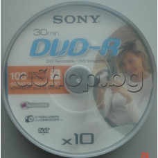 DVD-R записв.комп.диск-80mm,30min/1.4GB,gen.ver.2.0,Sony/DVD-R DMR30AASP-шпиндел