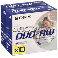DVD-RW презаписваем компакт диск- 80mm,30min/1.4GB,ver.1.1/2-sp.rev-2.0,1x/2x-compatible Sony DVD-RW DMW30A2