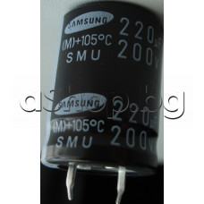 220uF/200V,Електролитен радиален тип-SMU-Samsung,d22x31mm,+105°C,snap in