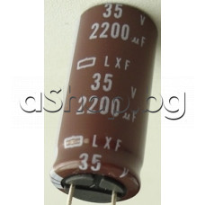 2200uF/35V,Кондензатор електролитен радиален   ,тип- Samwha,LXF,d16x34,+105°C