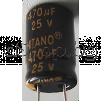 470uF/25V,Кондензатор електролитен радиален,Low ESR тип EXR-Hitano,100kHz,d10x16mm,-25..+105°C