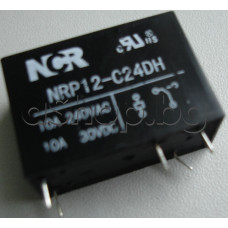 Реле електромагнитно DC24V/800-1050om,240VAC/30VDC/10A,1-к.гр.(НО/НЗ),12.5x28.5x20mm,5-изв.за печ.монт., NCR Relays NRP12-C24DH,code:NRP12-C24D