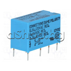 Реле електромагнитно DC12V/915om,250VAC/2A,2-КГ/НО-НЗ,DPDT ,20x10x12mm,8-изв.за печатен монтаж ,Fujitsu RY 12W-K Takamisawa