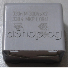 330nF/300V~/630V-,class X2,±20%,+105°C,тип MKP x2,метализ.полипроп.конденз.RM=15mm,сив,Vishay