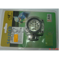 Мини фенерче за глава(с ремък) с 14-LED(GPH01) к-т с 3бр.батерии R3/1.5V,Zhentai