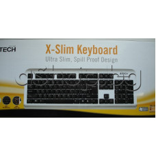 Тънка клавиатура PS2,X-slim keyboard,Ultra slim,Spill proof design,A4tech