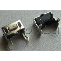 Tact switch,6x3x3.15mm-правоъг.,бутон 3x1x0.85мм-черен,2-изв.за вертик.монтаж,с мет.рамка