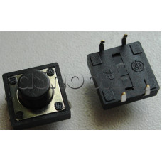 Tact switch,12x12x4.3mm,бутон d7x4.0мм,4-изв.по 4мм-за нормален хориз.печатен монтаж