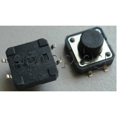 Tact switch,12x12x4.3mm,бутон d7x5.0мм,4-изв.хориз.монтаж,SMD-вариант