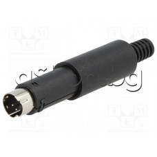 4-изводен MINI-DIN plug(S-VHS)-куплунг мъжки с протектор за монтаж на кабел с запояване