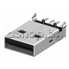 USB-A  4-изводна букса мъжка за печатен монтаж SMD-вариант,USB-A-PCB-M SMD ,Cvilux CU01PAM0000