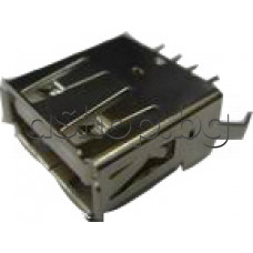 USB-A 5-изв.букса женска за печатен монтаж вертикален-вариант,USB A-PCB-V