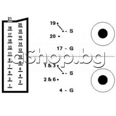 21p скарт кабел към 2 чинча(RCA) plug с с ключ за видео сигнала на скарта,1.5 м