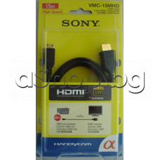 Кабел HDMI мини за връзка м/у DV-камера и компютър и др.периферия 1.5м,SONY/........................