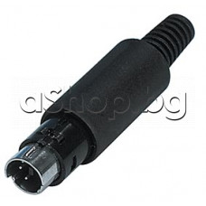 5-изводен MINI-DIN plug-куплунг мъжки с протектор за монтаж на кабел с запояване