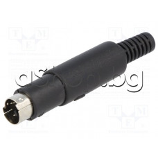 6-изводен MINI-DIN plug-куплунг мъжки с протектор за монтаж на кабел с запояване