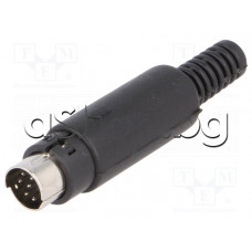 8-изводен MINI-DIN plug-куплунг мъжки с протектор за монтаж на кабел с запояване