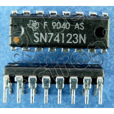 TTL-IC,Dual post triggerable monoflop with clear,16-DIP Texas Instruments SN74123N