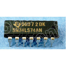 TTL-IC,Dual D-Flip Flop,14-DIP,SN74LS74AN Texas Instruments/Motorola