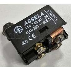 Мрежов ключ тип-бутон от електро инструмент 4A/250VAC,24x29x20mm,4-извода тип клеми,ASSELA 114 748 KD24