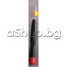 Отверка тип safety torx T10S с нормален връх и острие=40мм,пластмасова дръжка с върт.накрайник