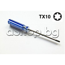Отверка тип Safety-Torx( отвор) T10 ,с оксидиран връх и острие=80мм,пластмасова дръжка