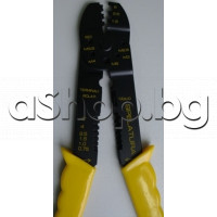Клещи за кербоване на неизол.каб.обувки и нож за М2.6-5болтчета,жълти-дръжки,9602450/MTA