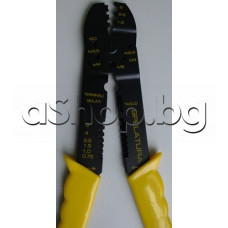 Клещи за кербоване на неизол.каб.обувки и нож за М2.6-5болтчета,жълти-дръжки,9602450/MTA