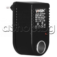 Адаптор захранващ с изход за запалка 230VAC/50Hz,към 12VDC/1A,за зареждане на разни устройства ,Vanson NPS-121A