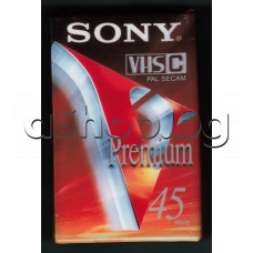 Видео касета VHS-C ,30 min. с нормална лента Premium Tape Pal/Secam SONY EC-45VG за видеокамери