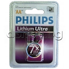R6,AA,1.5V,d14.5x50mm,Литиева батерия-до 7 пъти повече енергия,Philips Lithium Ultra
